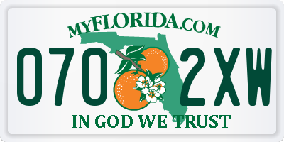 FL license plate 0702XW
