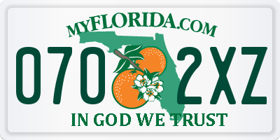 FL license plate 0702XZ