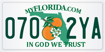 FL license plate 0702YA