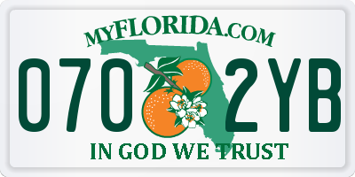 FL license plate 0702YB