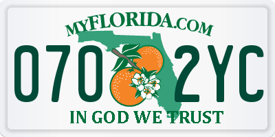 FL license plate 0702YC