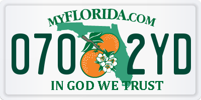 FL license plate 0702YD