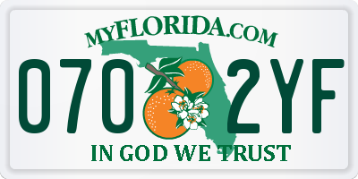 FL license plate 0702YF