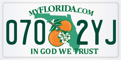 FL license plate 0702YJ