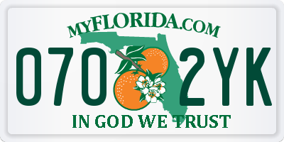 FL license plate 0702YK