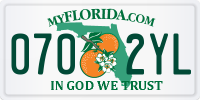 FL license plate 0702YL