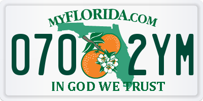 FL license plate 0702YM