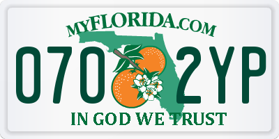 FL license plate 0702YP