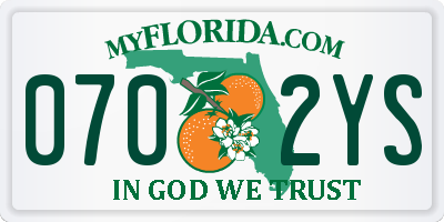 FL license plate 0702YS