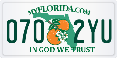 FL license plate 0702YU