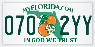 FL license plate 0702YY