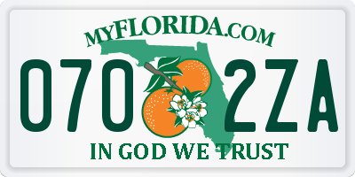 FL license plate 0702ZA