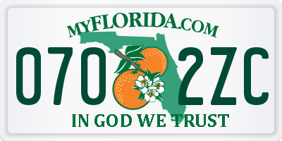 FL license plate 0702ZC