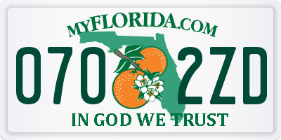 FL license plate 0702ZD