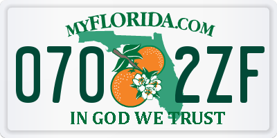 FL license plate 0702ZF