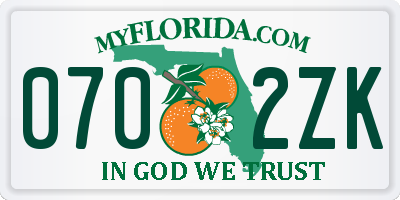 FL license plate 0702ZK