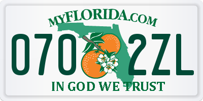 FL license plate 0702ZL