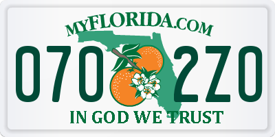 FL license plate 0702ZO