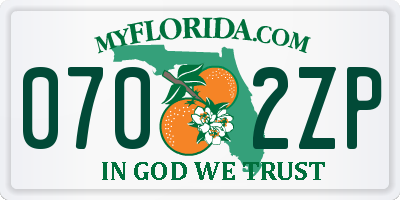 FL license plate 0702ZP
