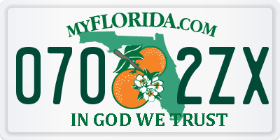 FL license plate 0702ZX