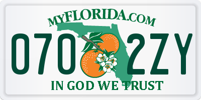 FL license plate 0702ZY