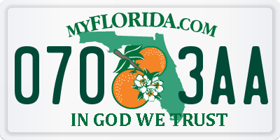 FL license plate 0703AA