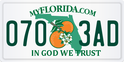 FL license plate 0703AD
