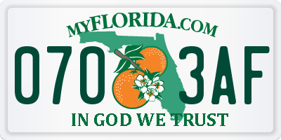 FL license plate 0703AF