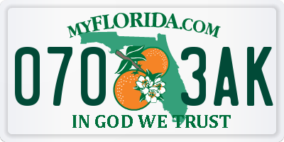FL license plate 0703AK