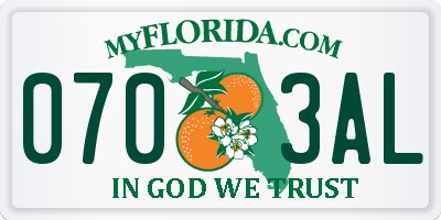 FL license plate 0703AL