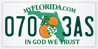 FL license plate 0703AS