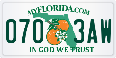 FL license plate 0703AW