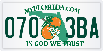 FL license plate 0703BA