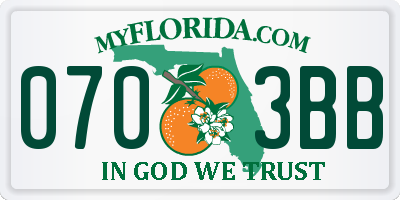FL license plate 0703BB