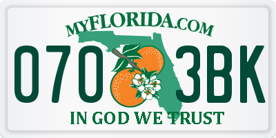 FL license plate 0703BK