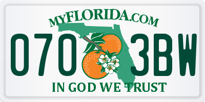 FL license plate 0703BW