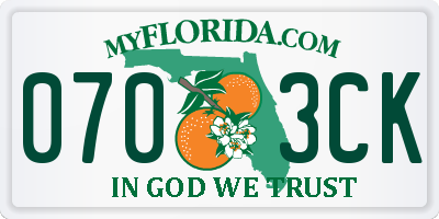 FL license plate 0703CK