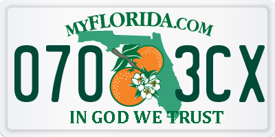 FL license plate 0703CX