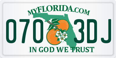 FL license plate 0703DJ
