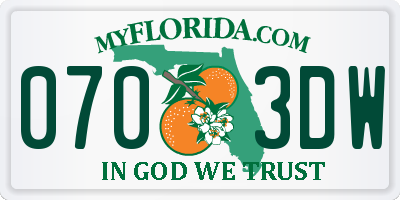 FL license plate 0703DW