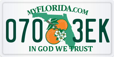 FL license plate 0703EK