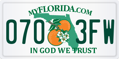 FL license plate 0703FW