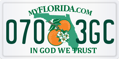 FL license plate 0703GC