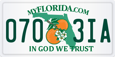 FL license plate 0703IA