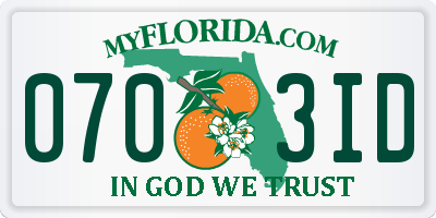 FL license plate 0703ID