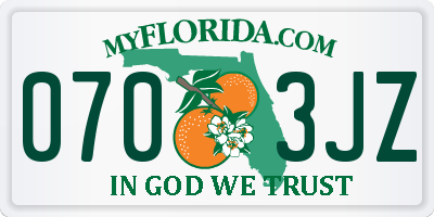 FL license plate 0703JZ