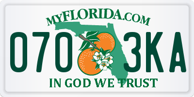 FL license plate 0703KA
