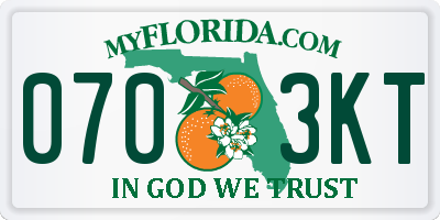 FL license plate 0703KT