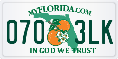 FL license plate 0703LK