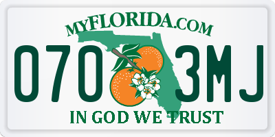 FL license plate 0703MJ